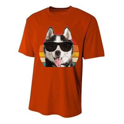 Siberian Husky Sunglasses Funny Vintage Husky Dog Lover Performance Sprint T-Shirt