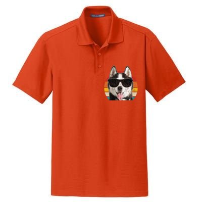 Siberian Husky Sunglasses Funny Vintage Husky Dog Lover Dry Zone Grid Polo