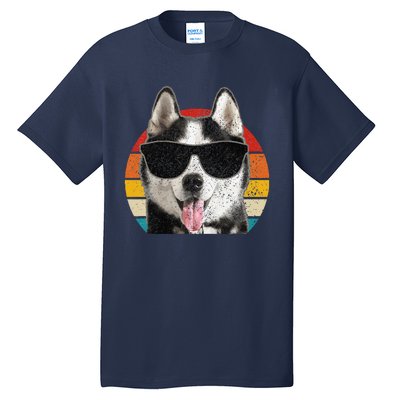 Siberian Husky Sunglasses Funny Vintage Husky Dog Lover Tall T-Shirt