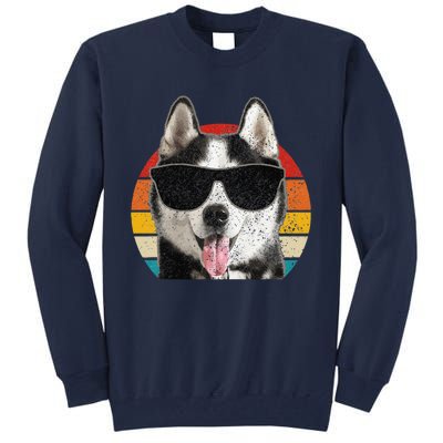 Siberian Husky Sunglasses Funny Vintage Husky Dog Lover Tall Sweatshirt