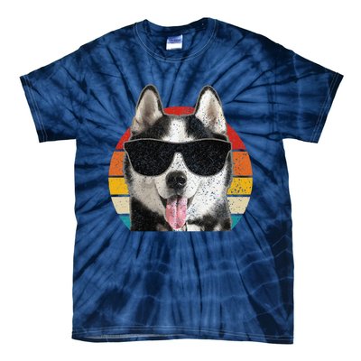 Siberian Husky Sunglasses Funny Vintage Husky Dog Lover Tie-Dye T-Shirt