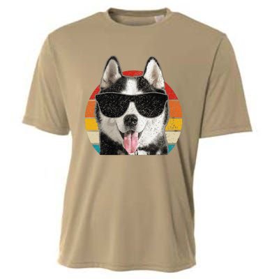 Siberian Husky Sunglasses Funny Vintage Husky Dog Lover Cooling Performance Crew T-Shirt