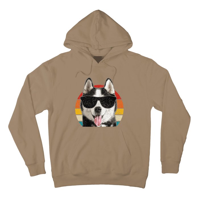 Siberian Husky Sunglasses Funny Vintage Husky Dog Lover Hoodie