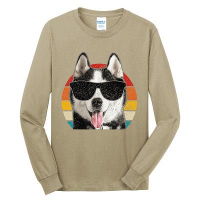 Siberian Husky Sunglasses Funny Vintage Husky Dog Lover Tall Long Sleeve T-Shirt