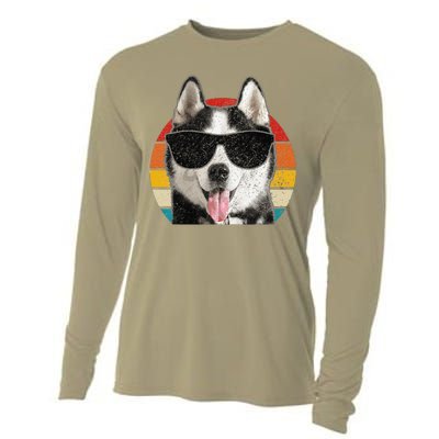 Siberian Husky Sunglasses Funny Vintage Husky Dog Lover Cooling Performance Long Sleeve Crew