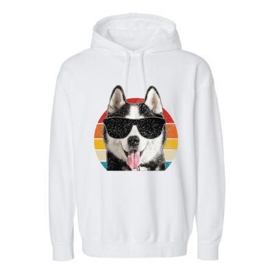 Siberian Husky Sunglasses Funny Vintage Husky Dog Lover Garment-Dyed Fleece Hoodie