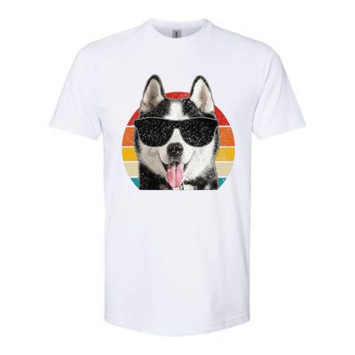 Siberian Husky Sunglasses Funny Vintage Husky Dog Lover Softstyle CVC T-Shirt