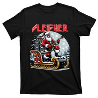 Sleigher Hail Santa Heavy Metal Christmas Rock Xmas Art T-Shirt