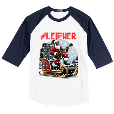 Sleigher Hail Santa Heavy Metal Christmas Rock Xmas Art Baseball Sleeve Shirt