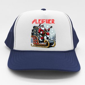 Sleigher Hail Santa Heavy Metal Christmas Rock Xmas Art Trucker Hat