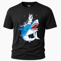 Siberian Husky Shark Jawsome Dog Lover Gifts Space Galaxy Cooling Performance Crew T-Shirt