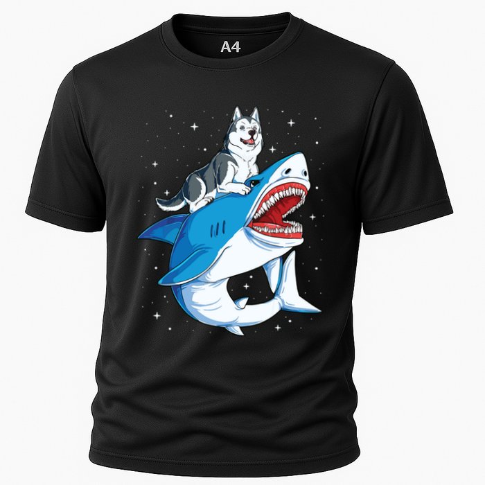 Siberian Husky Shark Jawsome Dog Lover Gifts Space Galaxy Cooling Performance Crew T-Shirt
