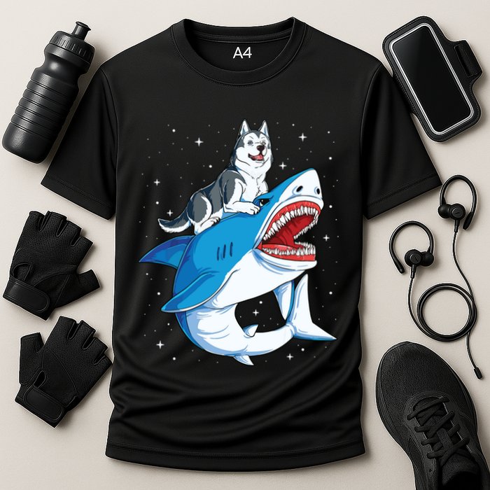 Siberian Husky Shark Jawsome Dog Lover Gifts Space Galaxy Cooling Performance Crew T-Shirt