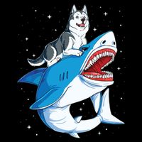 Siberian Husky Shark Jawsome Dog Lover Gifts Space Galaxy Cooling Performance Crew T-Shirt
