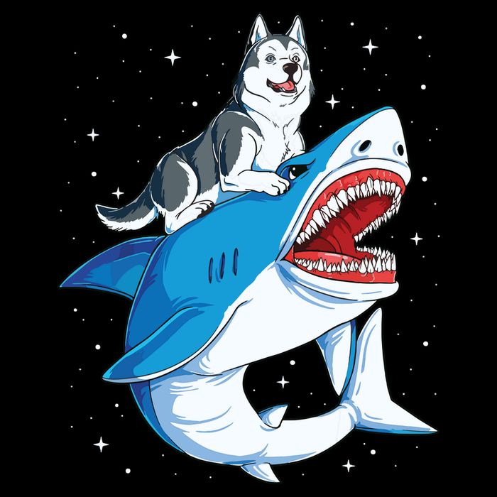 Siberian Husky Shark Jawsome Dog Lover Gifts Space Galaxy Cooling Performance Crew T-Shirt