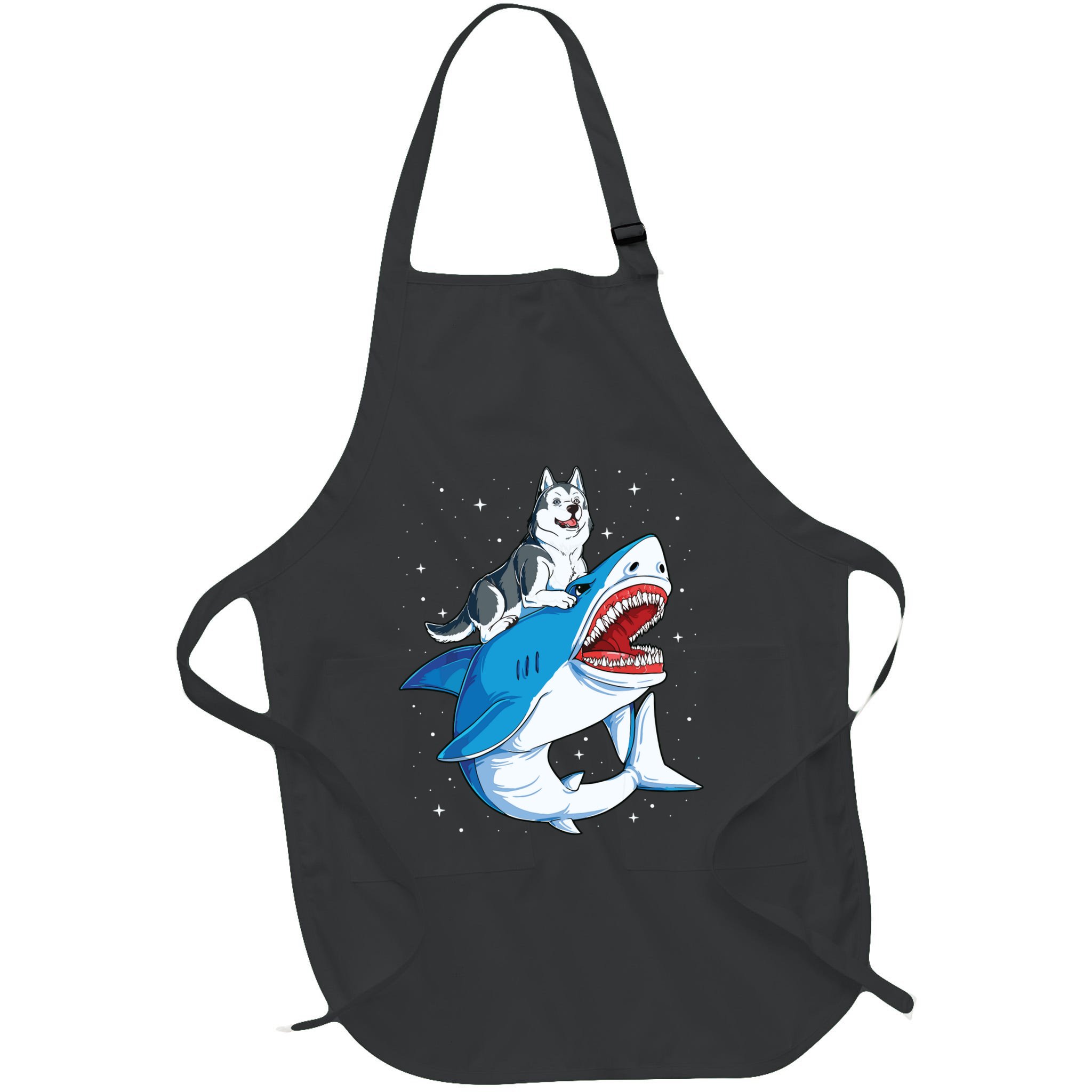 Siberian Husky Shark Jawsome Dog Lover Gifts Space Galaxy Apron