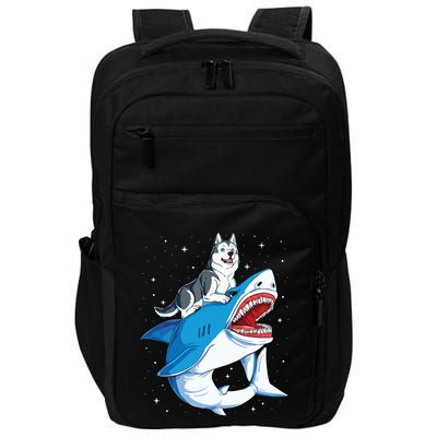 Siberian Husky Shark Jawsome Dog Lover Gifts Space Galaxy Impact Tech Backpack