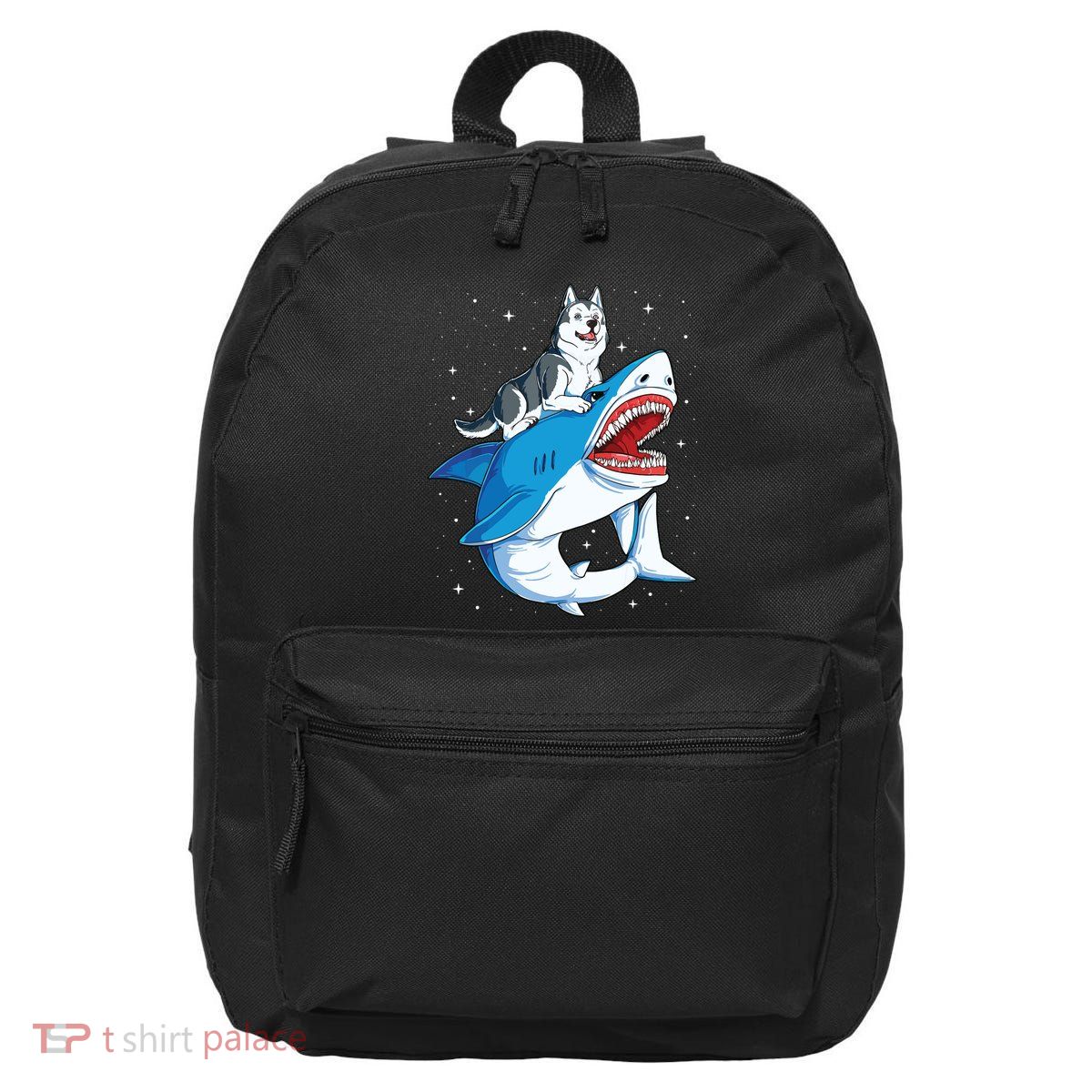 Siberian Husky Shark Jawsome Dog Lover Gifts Space Galaxy 16 in Basic Backpack