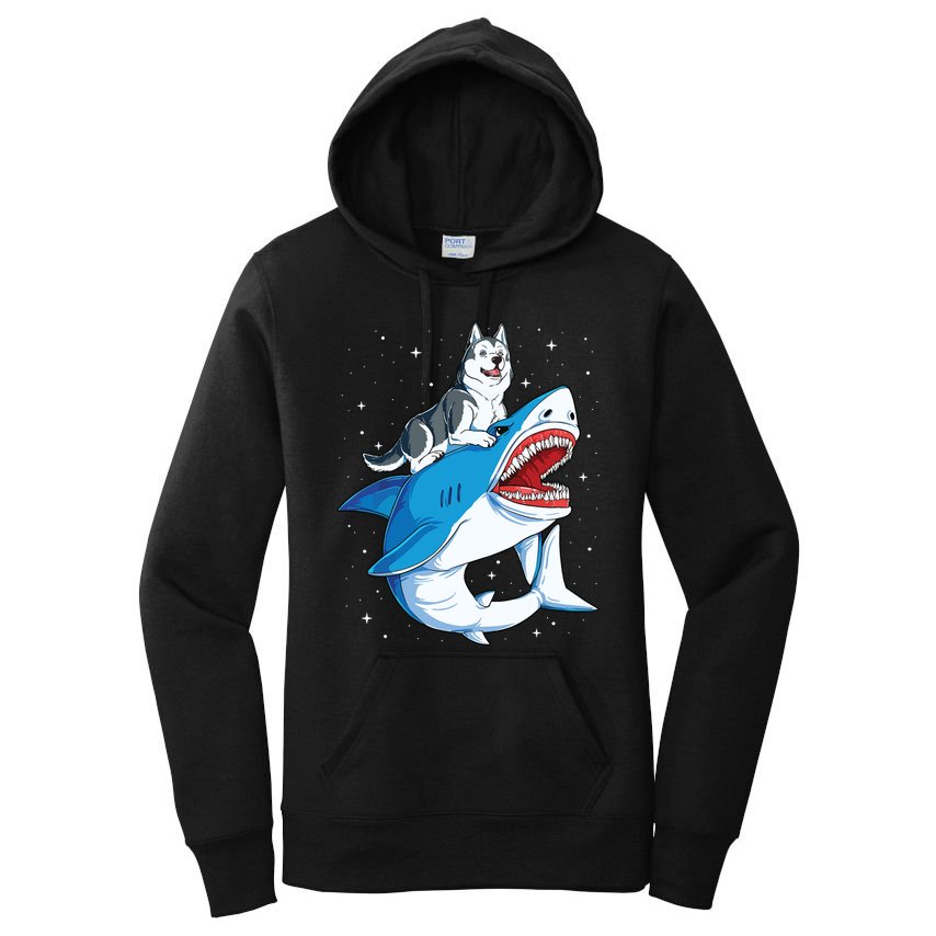 Siberian Husky Shark Jawsome Dog Lover Gifts Space Galaxy Women's Pullover Hoodie
