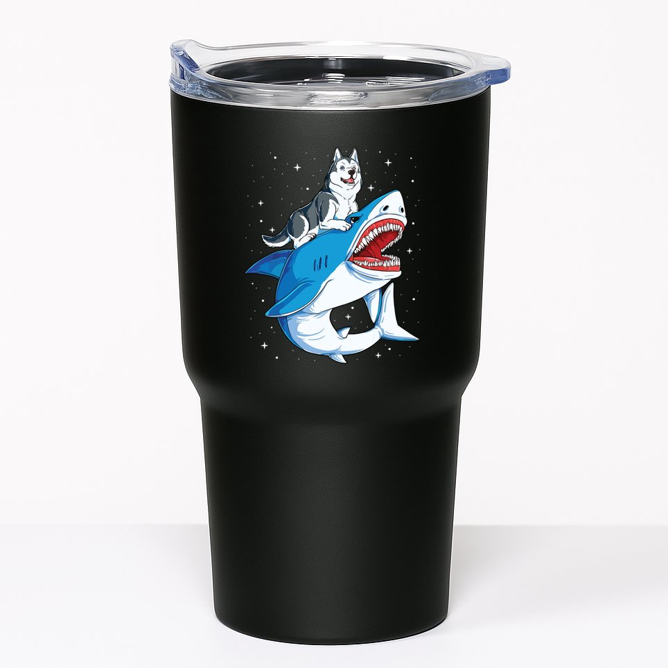 Siberian Husky Shark Jawsome Dog Lover Gifts Space Galaxy Tumbler