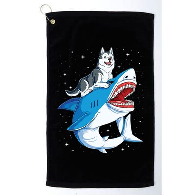 Siberian Husky Shark Jawsome Dog Lover Gifts Space Galaxy Golf Towel