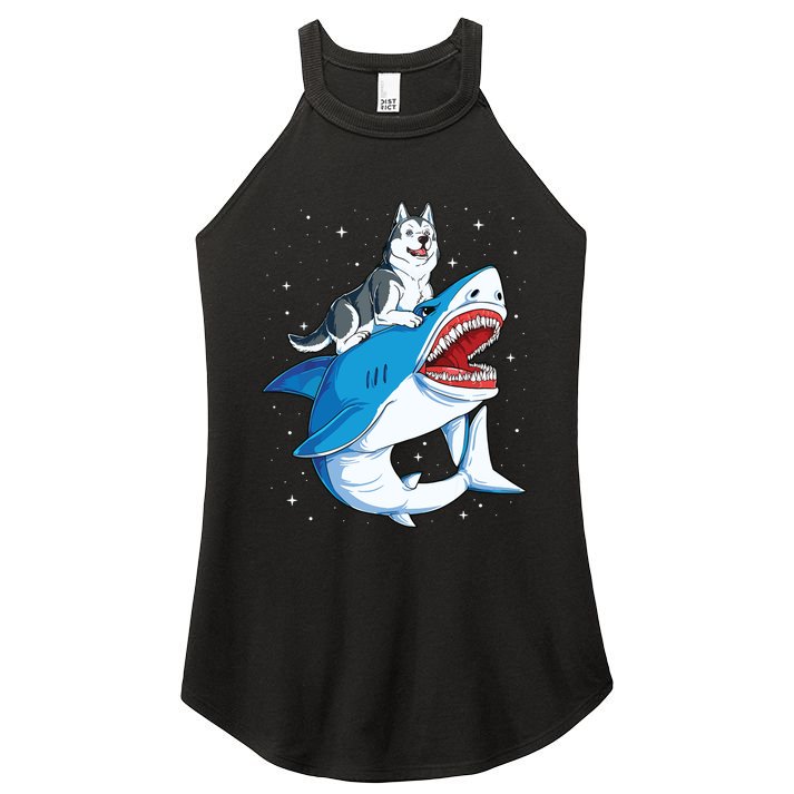 Siberian Husky Shark Jawsome Dog Lover Gifts Space Galaxy Women's Perfect Tri Rocker Tank