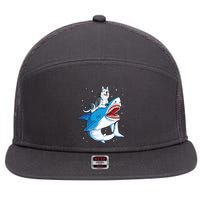 Siberian Husky Shark Jawsome Dog Lover Gifts Space Galaxy 7 Panel Mesh Trucker Snapback Hat