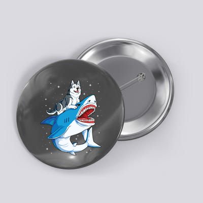 Siberian Husky Shark Jawsome Dog Lover Gifts Space Galaxy Button