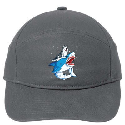 Siberian Husky Shark Jawsome Dog Lover Gifts Space Galaxy 7-Panel Snapback Hat