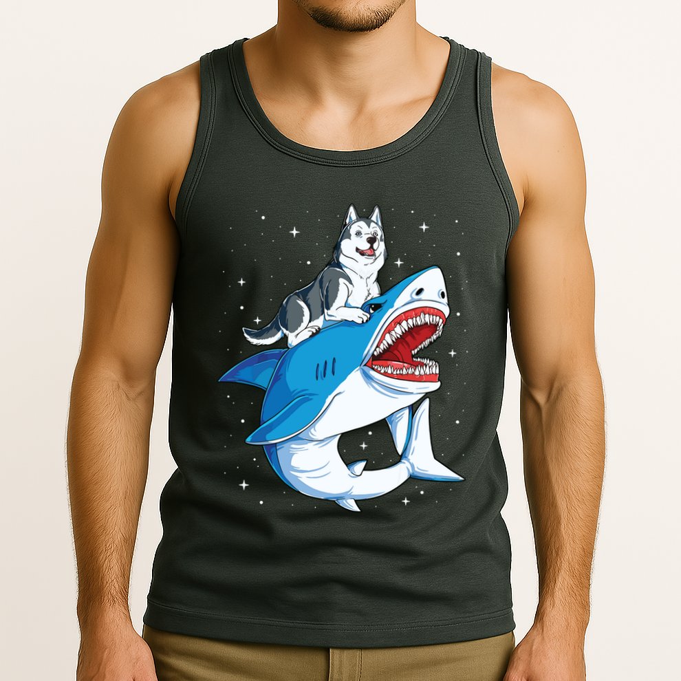 Siberian Husky Shark Jawsome Dog Lover Gifts Space Galaxy Tank Top