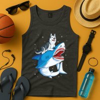 Siberian Husky Shark Jawsome Dog Lover Gifts Space Galaxy Tank Top