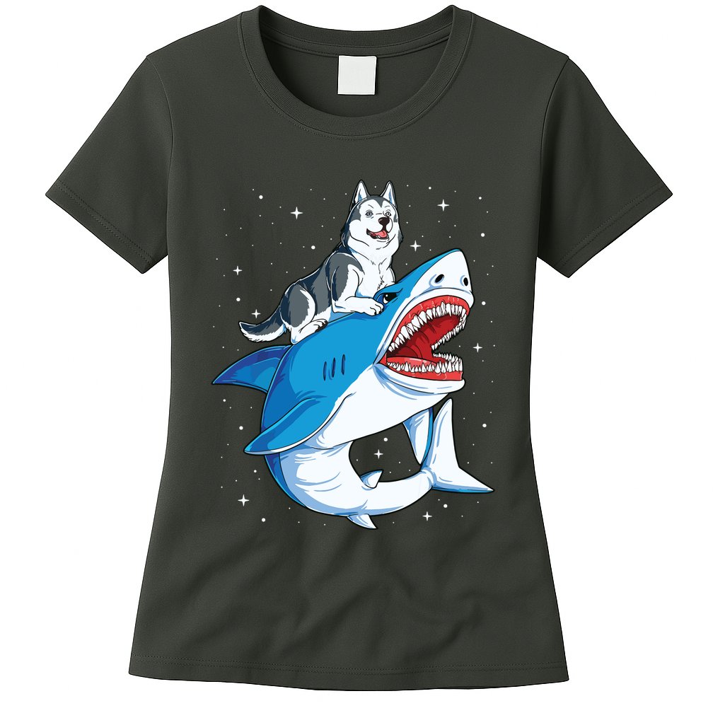 Siberian Husky Shark Jawsome Dog Lover Gifts Space Galaxy Womens T-Shirt