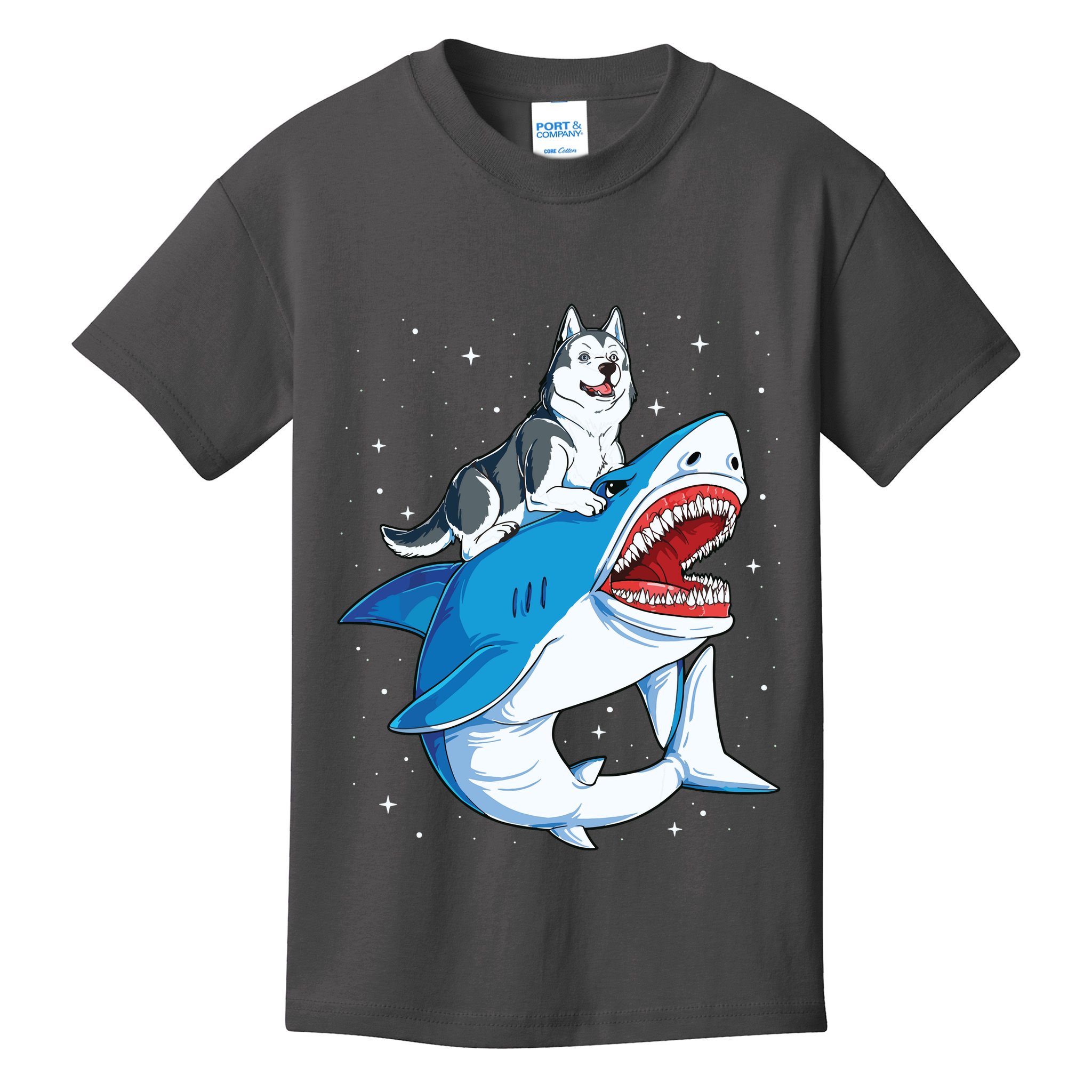 Siberian Husky Shark Jawsome Dog Lover Gifts Space Galaxy Kids T-Shirt