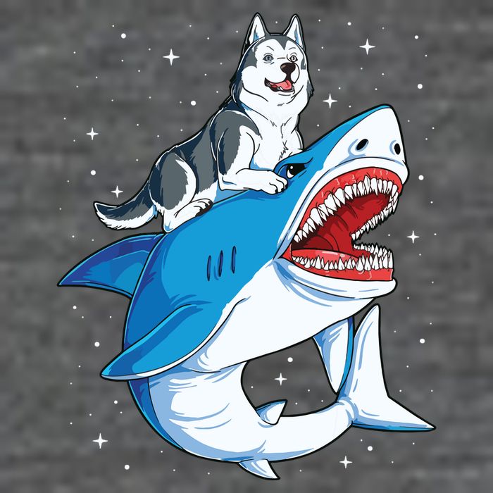 Siberian Husky Shark Jawsome Dog Lover Gifts Space Galaxy Kids T-Shirt