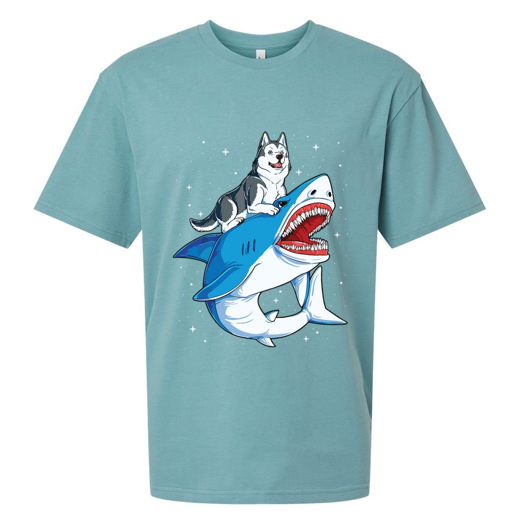 Siberian Husky Shark Jawsome Dog Lover Gifts Space Galaxy Sueded Cloud Jersey T-Shirt