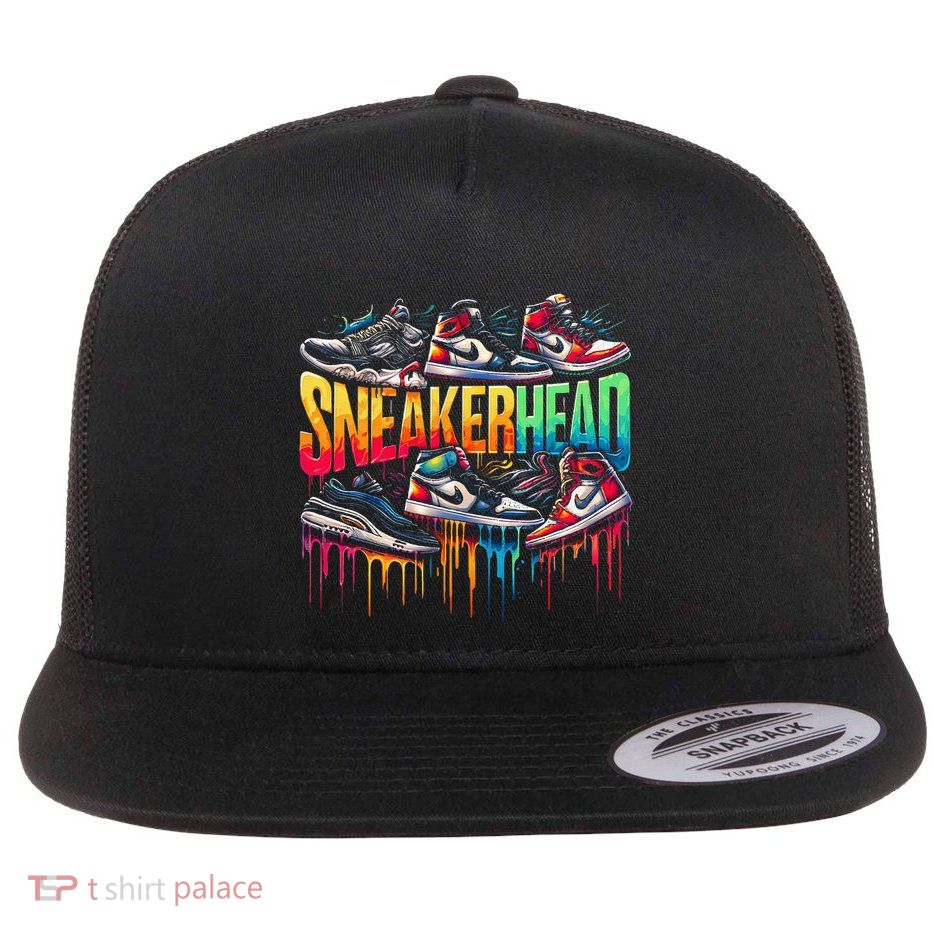 Sneaker Head Streetwear Style Gift Flat Bill Trucker Hat