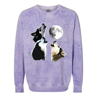 Siberian Husky Siberian Husky Howling At The Moon Colorblast Crewneck Sweatshirt