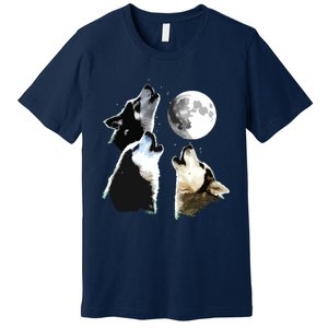 Siberian Husky Siberian Husky Howling At The Moon Premium T-Shirt