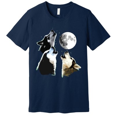 Siberian Husky Siberian Husky Howling At The Moon Premium T-Shirt