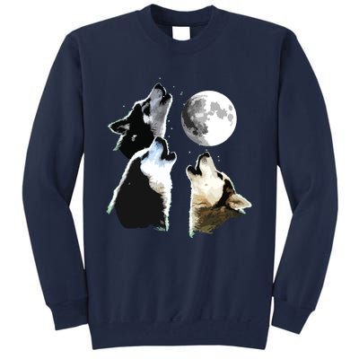 Siberian Husky Siberian Husky Howling At The Moon Tall Sweatshirt