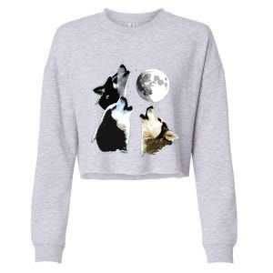 Siberian Husky Siberian Husky Howling At The Moon Cropped Pullover Crew