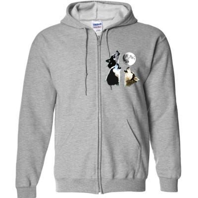 Siberian Husky Siberian Husky Howling At The Moon Full Zip Hoodie