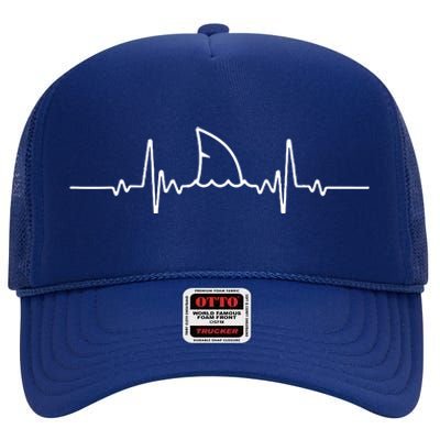 Shark Heartbeat Shark Lovers Fin Ocean Animal High Crown Mesh Back Trucker Hat