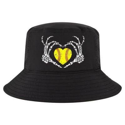 Softball Heart Skeleton Hand Halloween Costume Cool Comfort Performance Bucket Hat