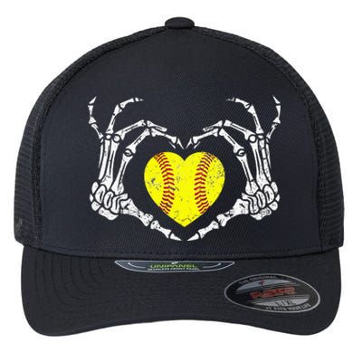 Softball Heart Skeleton Hand Halloween Costume Flexfit Unipanel Trucker Cap