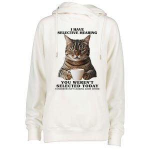 Selective Hearing Sarcastic Cat Womens Funnel Neck Pullover Hood