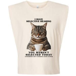 Selective Hearing Sarcastic Cat Garment-Dyed Women's Muscle Tee