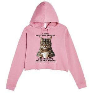 Selective Hearing Sarcastic Cat Crop Fleece Hoodie