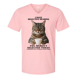 Selective Hearing Sarcastic Cat V-Neck T-Shirt