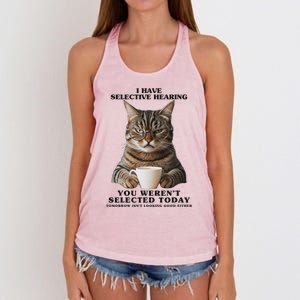 Selective Hearing Sarcastic Cat Women's Knotted Racerback Tank